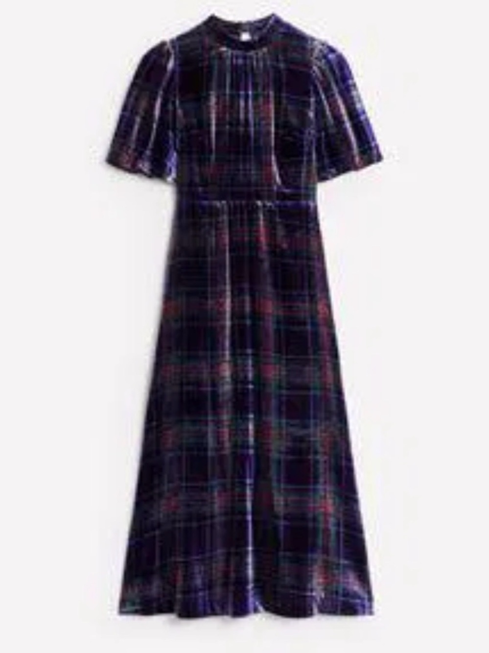Boden Plaid Velvet Midi Dress 4P